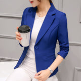 Slim Fit Women Formal Jackets Office Work Suit Open Front Notched Ladies Solid Black Coat Fashion Tops