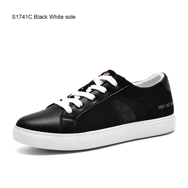 Men Casual Shoes Breathable Wear Resistant Shoes Comfortable Summer White Round Toe Lace up Flat Sneakers