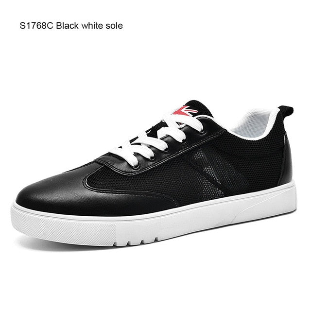 Men Casual Shoes Breathable Wear Resistant Shoes Comfortable Summer White Round Toe Lace up Flat Sneakers