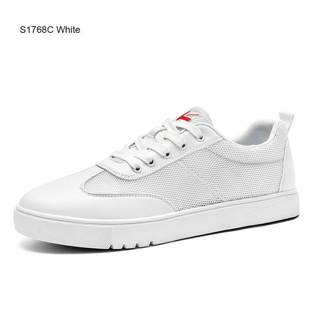 Men Casual Shoes Breathable Wear Resistant Shoes Comfortable Summer White Round Toe Lace up Flat Sneakers