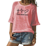 New Faith Hope Love Letters Print T-Shirt