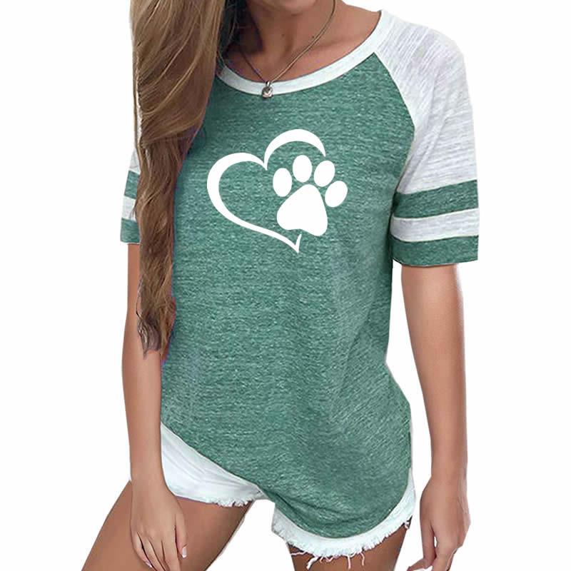 New Fashion Love Dog Paw Print Top Shirt