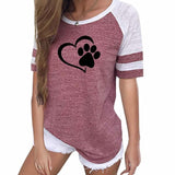 New Fashion Love Dog Paw Print Top Shirt