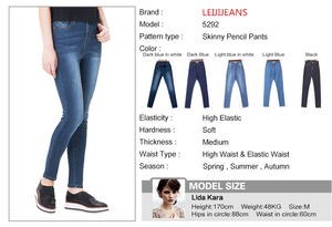 Women High Waist Jeans High Elastic plus size Stretch female washed denim skinny pencil pants