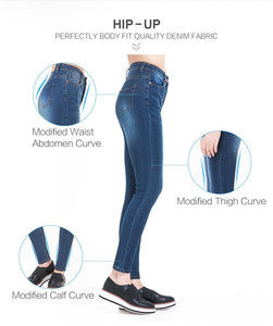 High Waist Jeans for Woman withElastic plus size Stretch washed denim skinny pencil pants