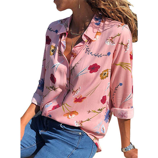 Women Blouses Fashion Long Sleeve  Down Collar