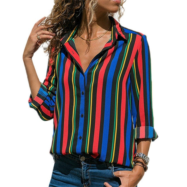 Women Blouses Fashion Long Sleeve  Down Collar