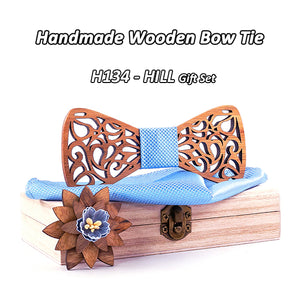 New Floral Bow Ties for Men Hollow Butterflies Wedding suit Wooden Slim tie