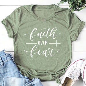 Faith Over Fear Christian T-Shirt Religion Clothing For Women