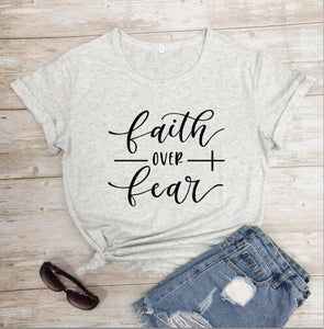 Faith Over Fear Christian T-Shirt Religion Clothing For Women