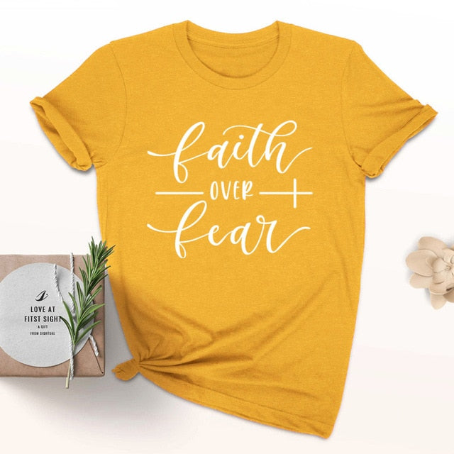 Faith Over Fear Christian T-Shirt Religion Clothing For Women