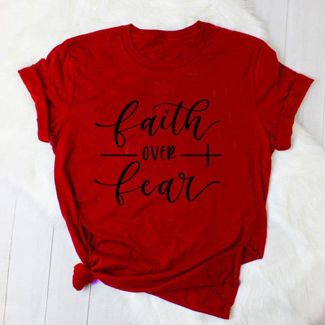 Faith Over Fear Christian T-Shirt Religion Clothing For Women