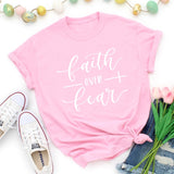 Faith Over Fear Christian T-Shirt Religion Clothing For Women