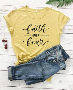 Faith Over Fear Christian T-Shirt Religion Clothing For Women