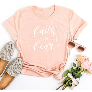 Faith Over Fear Christian T-Shirt Religion Clothing For Women