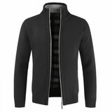 Men's Jacket Slim Fit Stand Collar Zipper Solid Cotton Thick Warm Sweater