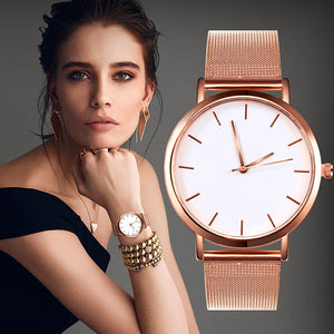 Fashion Women Watches Simple Romantic Rose Gold Strap Wrist Watch