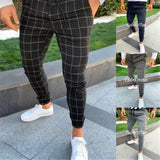 Fashion Men's Casual Plaid Pants Twill Jogger Urban Hip Hop Harem Trousers Pencil Streetwear Slim