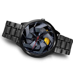 Men's Quartz watch Luxury Racing Car Wheel Free Stainless Strap Clock