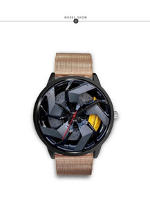 Men's Quartz watch Luxury Racing Car Wheel Free Stainless Strap Clock