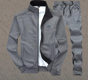 2 Pieces Sets Tracksuit MenFashion Zipper Warm Sweatshirt Jacket with Pants