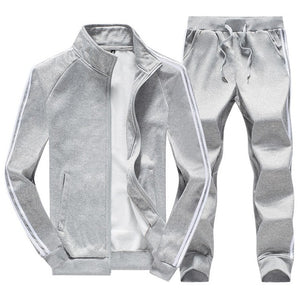 2 Pieces Sets Tracksuit MenFashion Zipper Warm Sweatshirt Jacket with Pants