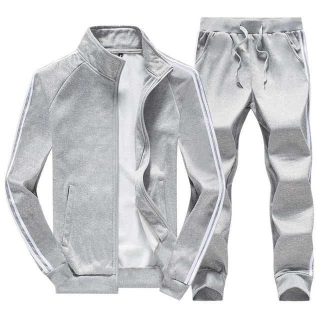 2 Pieces Sets Tracksuit MenFashion Zipper Warm Sweatshirt Jacket with Pants