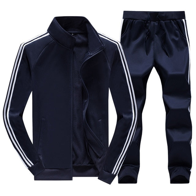 2 Pieces Sets Tracksuit MenFashion Zipper Warm Sweatshirt Jacket with Pants