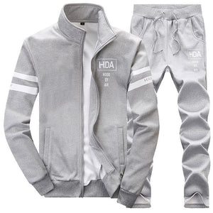 2 Pieces Sets Tracksuit MenFashion Zipper Warm Sweatshirt Jacket with Pants