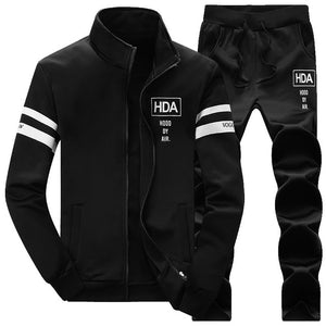 2 Pieces Sets Tracksuit MenFashion Zipper Warm Sweatshirt Jacket with Pants