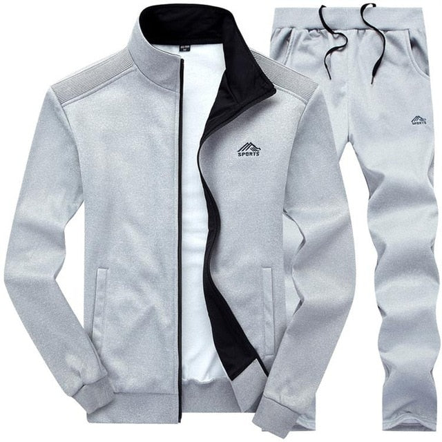 2 Pieces Sets Tracksuit MenFashion Zipper Warm Sweatshirt Jacket with Pants