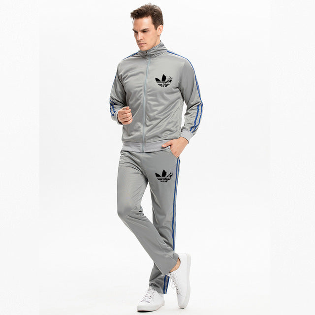 New Suit Men's Zipper Jacket + Sports Pants Two Sets Of Fashion Casual Wear Brand Sportswear Winter Running fitness Clothes