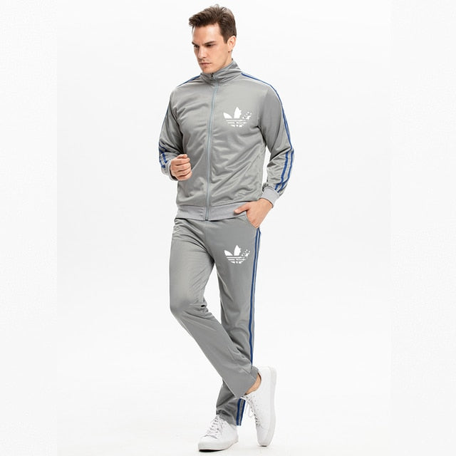 New Suit Men's Zipper Jacket + Sports Pants Two Sets Of Fashion Casual Wear Brand Sportswear Winter Running fitness Clothes