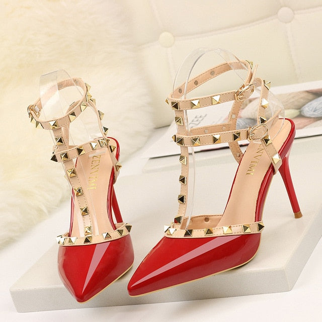 Rivet High Heels Luxury Designer Women Shoes