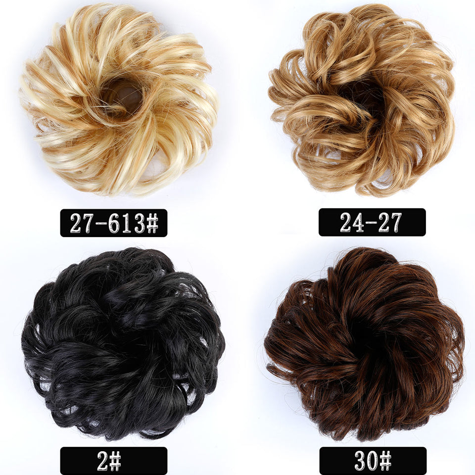 Women Synthetic Bun Elastic Dount Blonde Black Heat Resistant Clip In  Extensions Chignon Hair