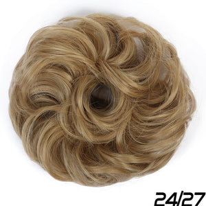 Women Synthetic Bun Elastic Dount Blonde Black Heat Resistant Clip In  Extensions Chignon Hair