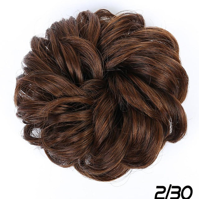 Women Synthetic Bun Elastic Dount Blonde Black Heat Resistant Clip In  Extensions Chignon Hair