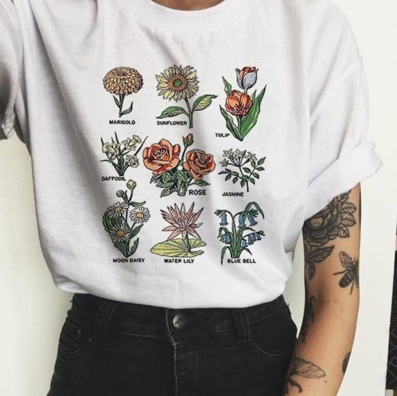 Graphic Tees Women Floral Print T Shirt