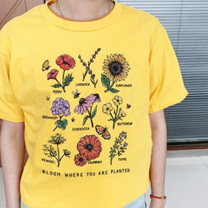 Graphic Tees Women Floral Print T Shirt