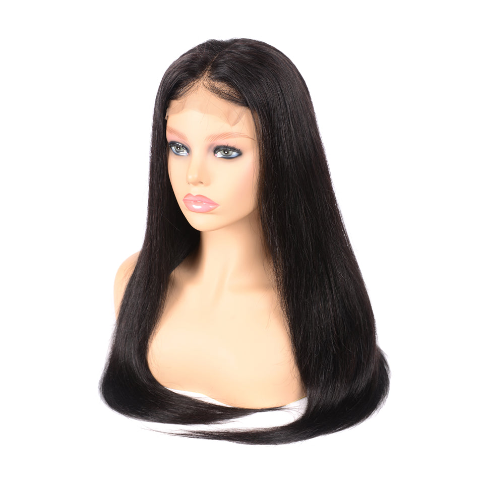 Brazilian 4*4 Lace Closure Wig Straight Human Hair  Natural Color Lace with Baby Hair