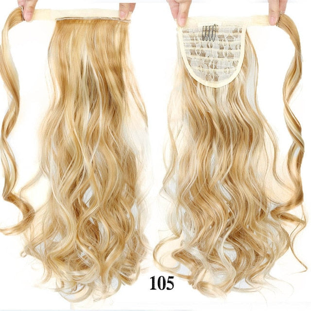 24 inch Silky Straight Synthetic Clip in Drawstring Ponytail for Women