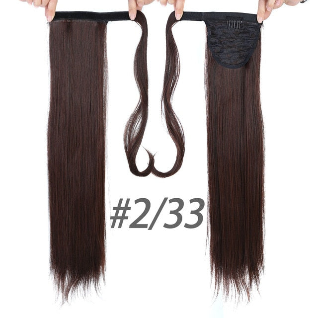 24 inch Silky Straight Synthetic Clip in Drawstring Ponytail for Women