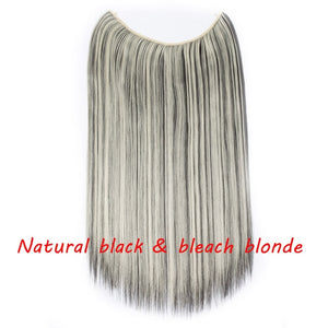 20 inch Invisible Wire No Clip One Piece Halo Hair Extension flip in false hair  for women