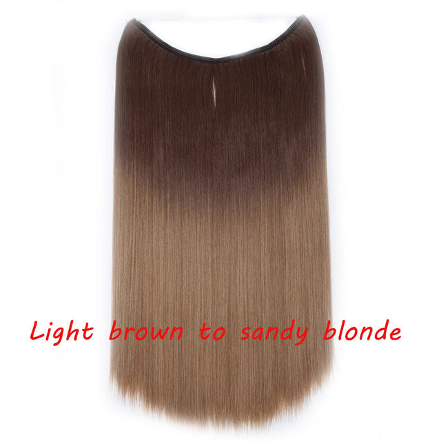 20 inch Invisible Wire No Clip One Piece Halo Hair Extension flip in false hair  for women