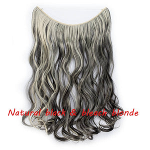 20 inch Invisible Wire No Clip One Piece Halo Hair Extension flip in false hair  for women