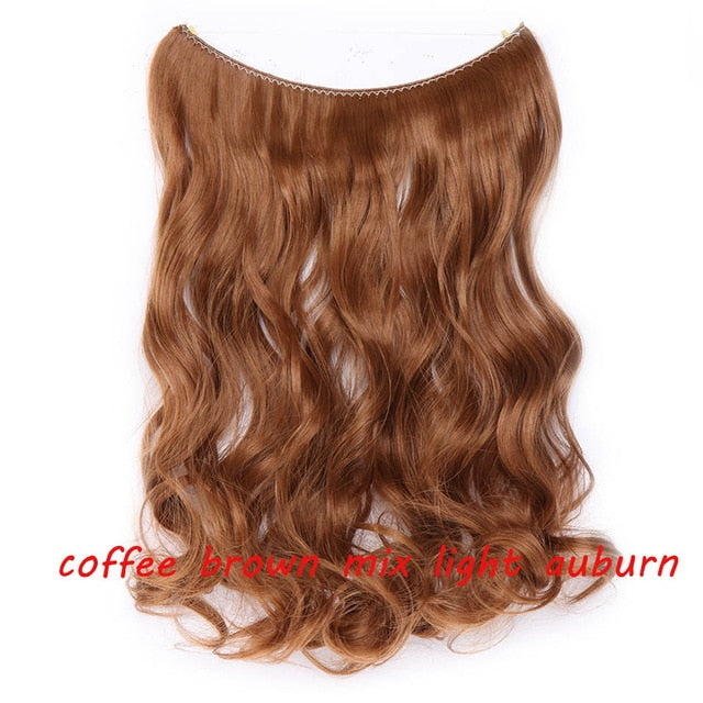 20 inch Invisible Wire No Clip One Piece Halo Hair Extension flip in false hair  for women