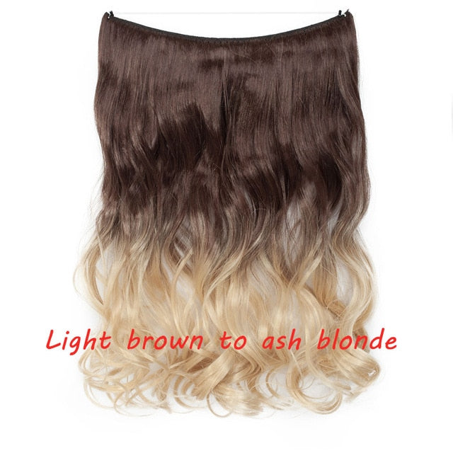 20 inch Invisible Wire No Clip One Piece Halo Hair Extension flip in false hair  for women