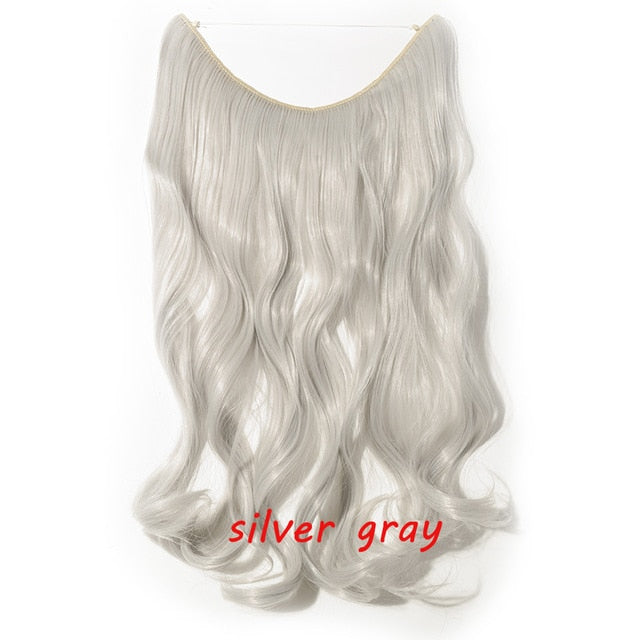 20 inch Invisible Wire No Clip One Piece Halo Hair Extension flip in false hair  for women