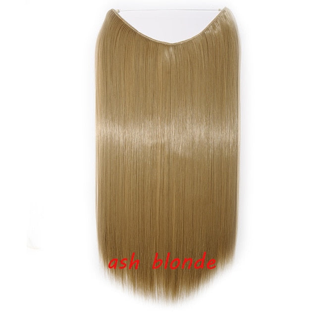 20 inch Invisible Wire No Clip One Piece Halo Hair Extension flip in false hair  for women