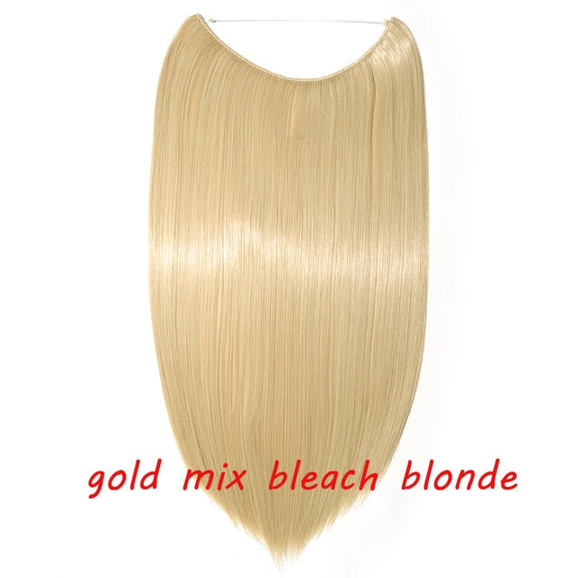 20 inch Invisible Wire No Clip One Piece Halo Hair Extension flip in false hair  for women